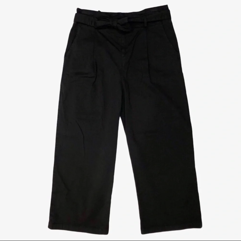 Tara Jarmon Wide Leg Cropped Paperbag Waist Pants Black Size 8 - Picture 4 of 6